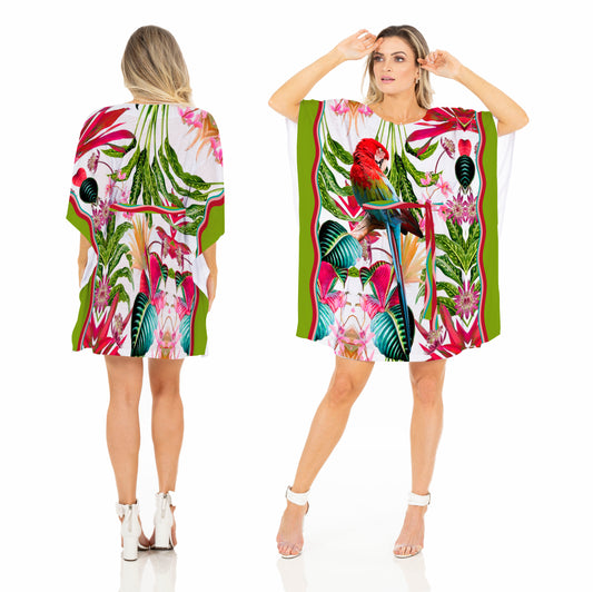 Salida de Baño Amplia Kaftan Lapa Roja con Flores