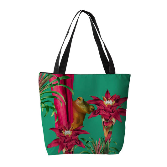 Bolsa Satinada Rana Cristal con Bromelias