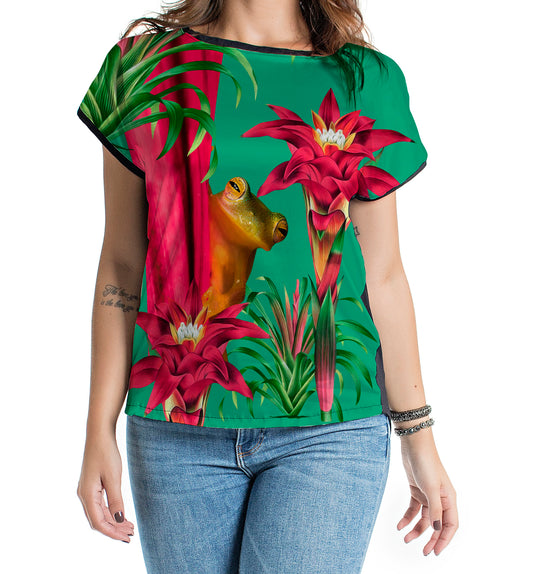 Blusa Mullet Rana Cristal con Bromelias