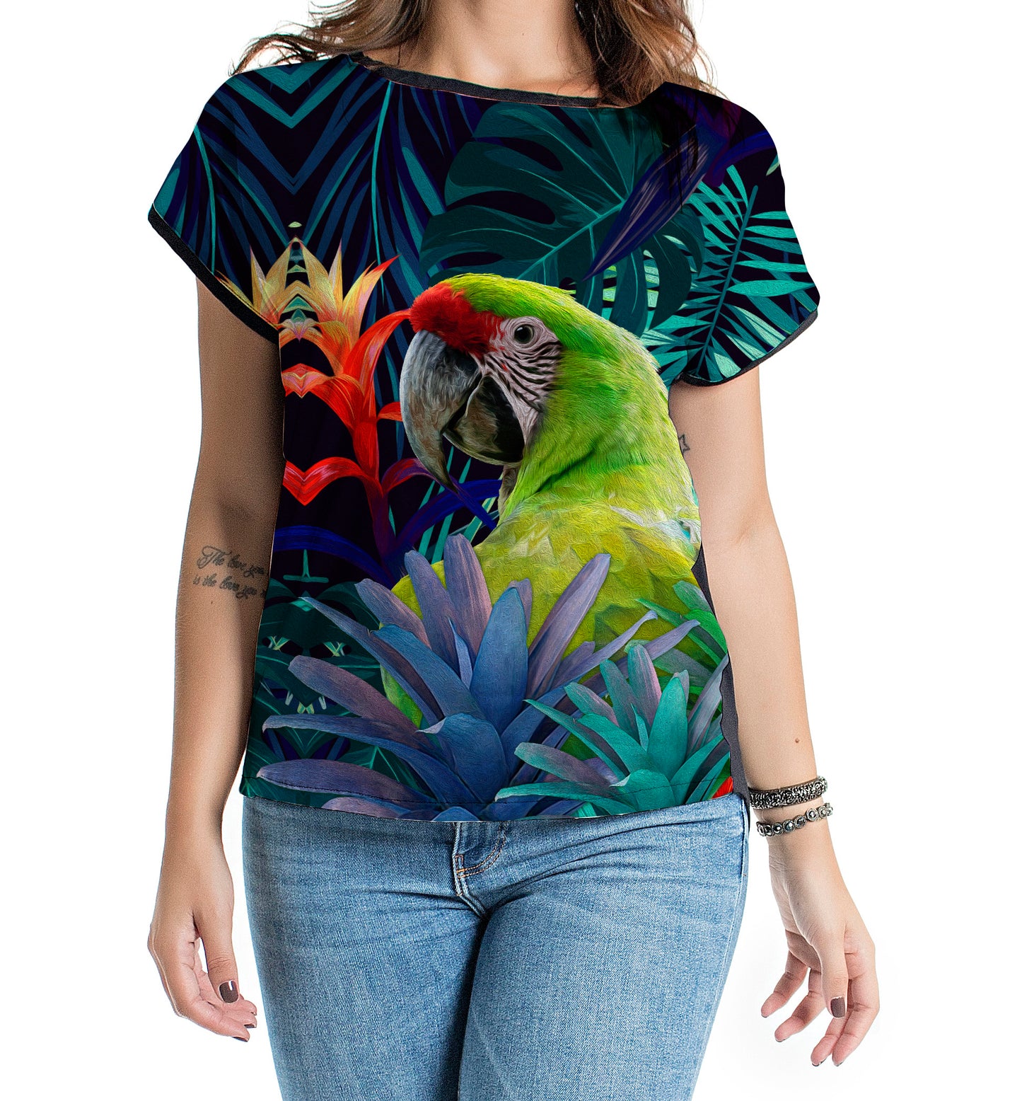 Blusa Mullet Lapa Verde con Bromelias