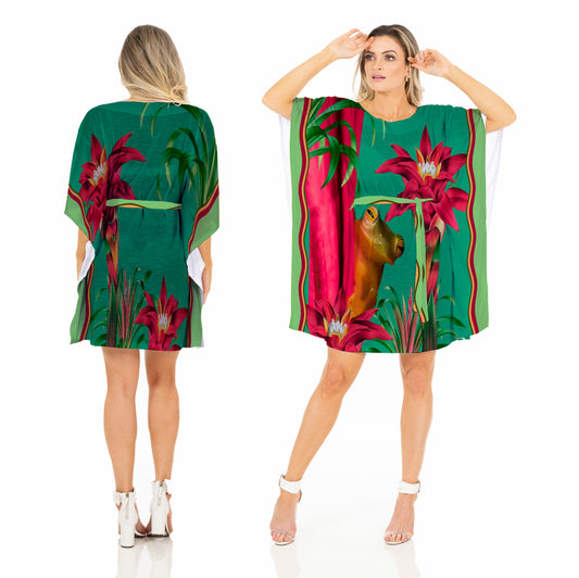 Salida de Baño Amplia Kaftan Rana Cristal con Bromelias