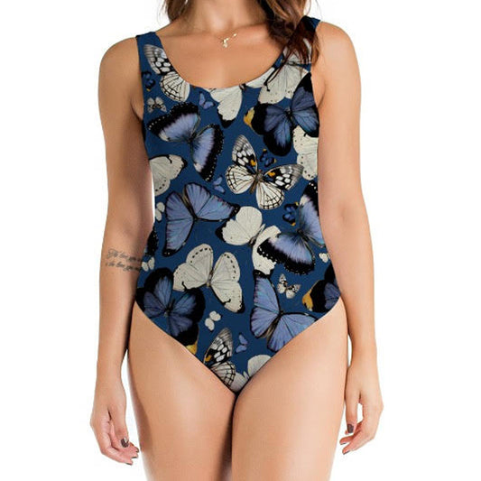 Traje de Baño Mariposas Fondo Azul