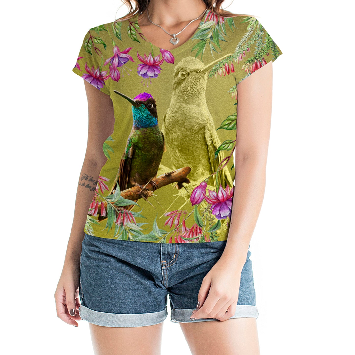 Blusa Baby Look Florata Colibrí Talamanca