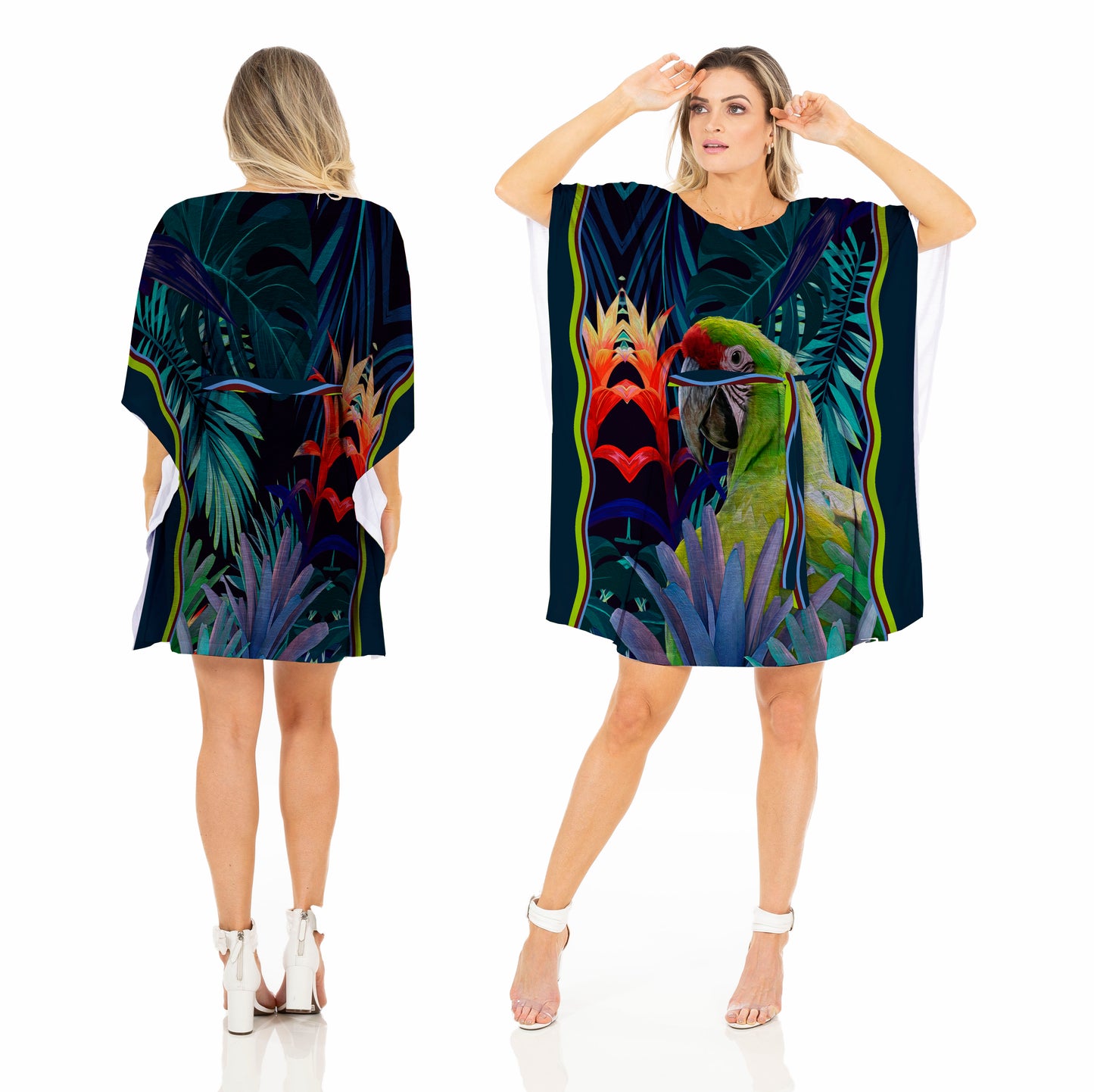 Salida de Baño Amplia Kaftan Lapa Verde con Bromelias